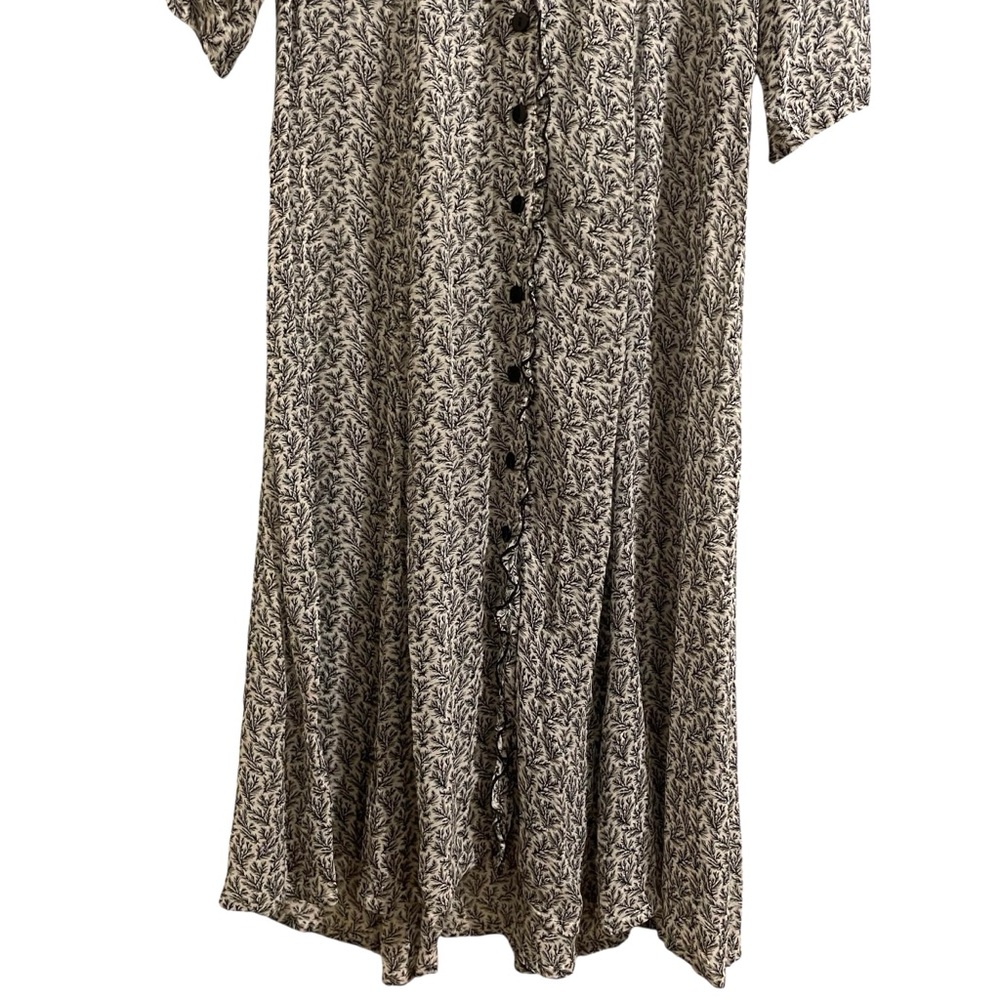 April Cornell Vintage Black White Floral Button Front Maxi Dress Rayon Small - Picture 4 of 6